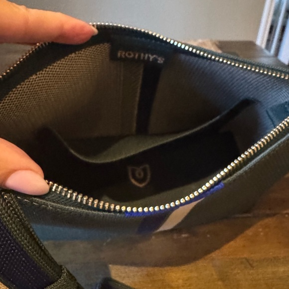 Rothy's Green / Blue / Cream Striped Crossbody Bag with Striped Strap - Picture 4 of 4